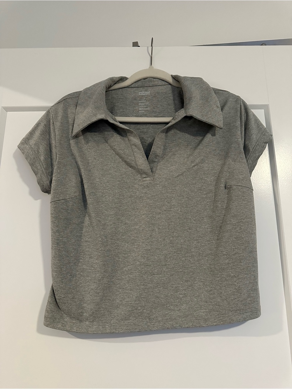 girlfriend collective Grey Short-Sleeve Polo Top